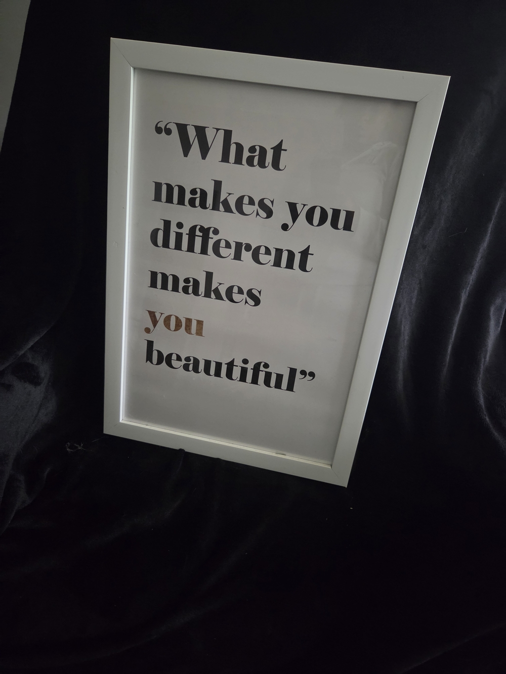Framed Inspirational Quote Wall Art - White Frame, Black & Gold Text
